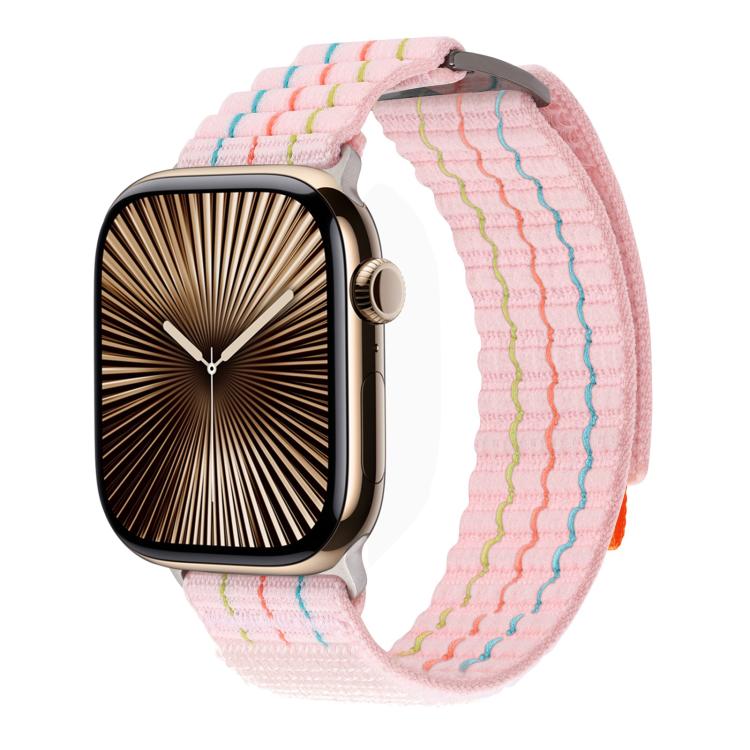 For Apple Watch 42mm / 41mm / 40mm / 38mm Kalebol  Dual-section Sports Nylon Loop Watch Band(Cherry Blossom Pink) - free shipping - PMC TechLife - Order now!