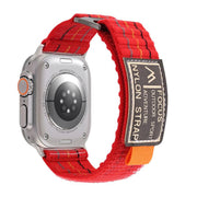 For Apple Watch 42mm / 41mm / 40mm / 38mm Kalebol  Dual-section Sports Nylon Loop Watch Band(Cherry Red)