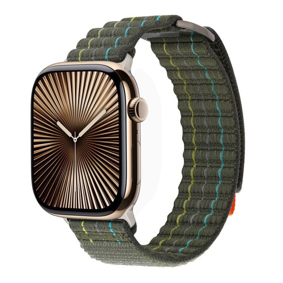 For Apple Watch 42mm / 41mm / 40mm / 38mm Kalebol  Dual-section Sports Nylon Loop Watch Band(Green)