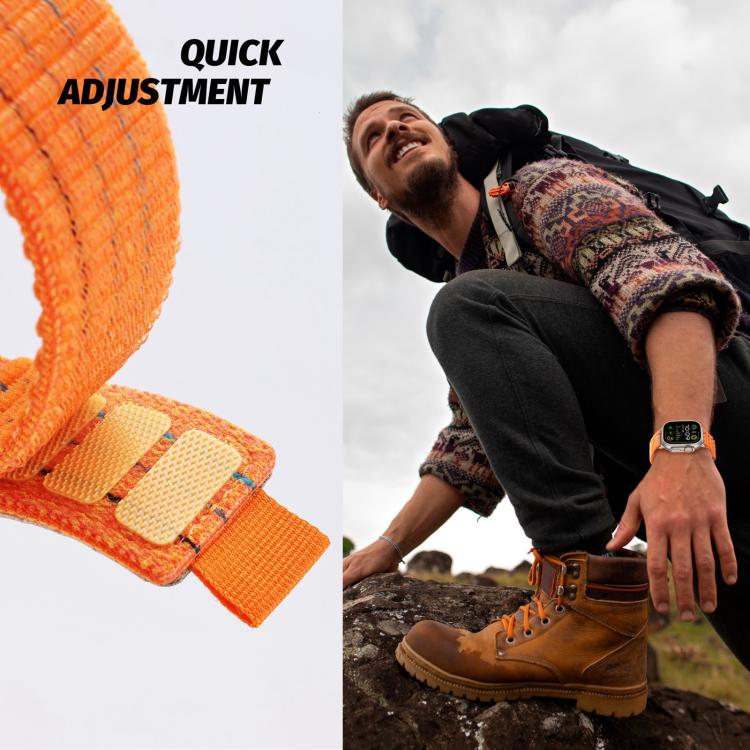 For Apple Watch 46mm / 49mm / 45mm / 44mm Kalebol  Dual-section Sports Nylon Loop Watch Band(White)