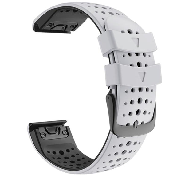For Garmin QuickFit 22mm Kalebol Breathable Two-color Silicone Watch Band(White Black)