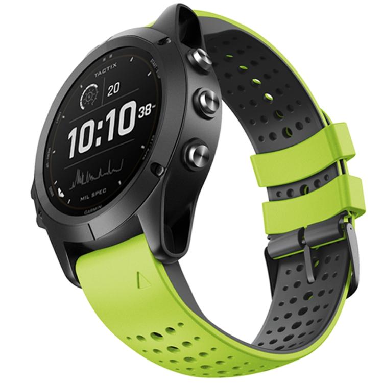 For Garmin QuickFit 22mm Kalebol Breathable Two-color Silicone Watch Band(Green Black) - free shipping - PMc TechLife - Order now!