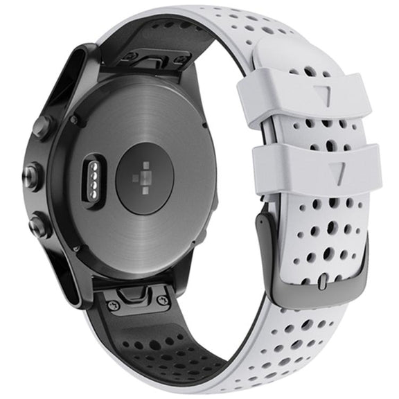 For Garmin QuickFit 26mm Kalebol Breathable Two-color Silicone Watch Band(White Black)
