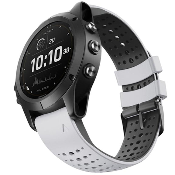 For Garmin QuickFit 26mm Kalebol Breathable Two-color Silicone Watch Band(White Black)