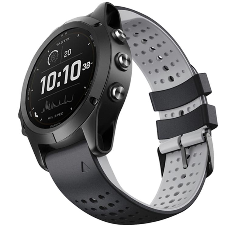 For Garmin QuickFit 26mm Kalebol Breathable Two-color Silicone Watch Band(Black Grey) - free shipping - PMc TechLife - Order now!