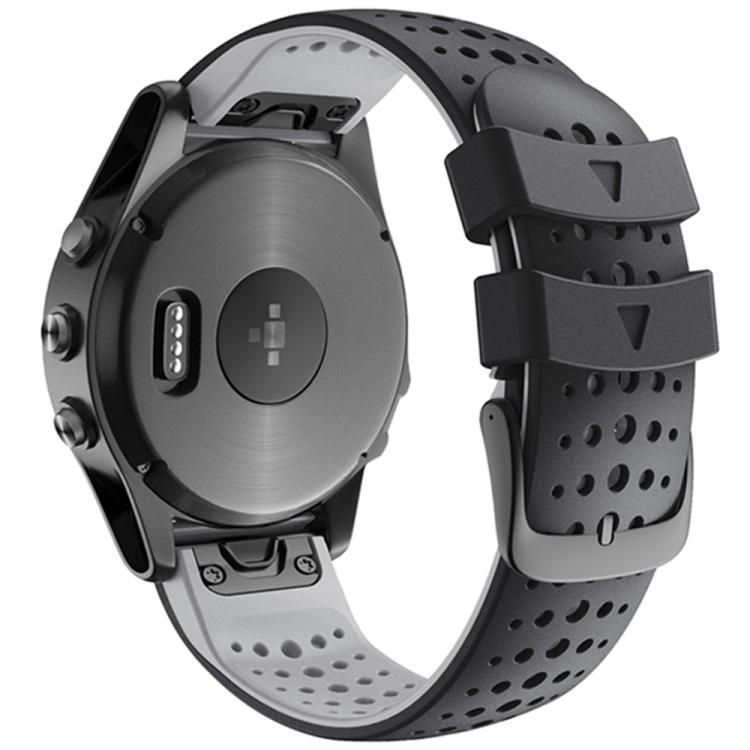 For Garmin QuickFit 26mm Kalebol Breathable Two-color Silicone Watch Band(Black Grey) - free shipping - PMc TechLife - Order now!