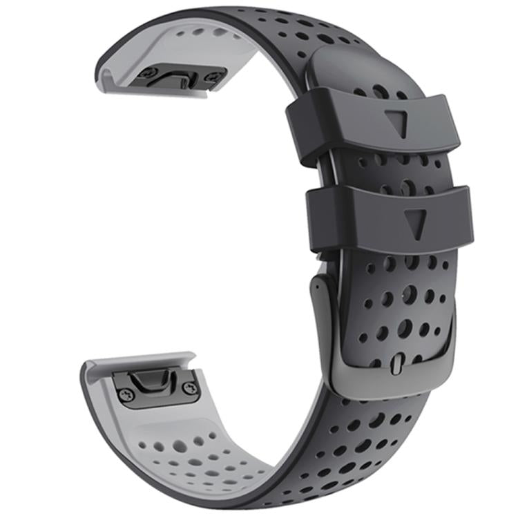 For Garmin QuickFit 26mm Kalebol Breathable Two-color Silicone Watch Band(Black Grey) - free shipping - PMc TechLife - Order now!
