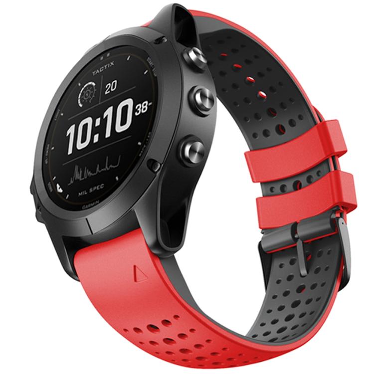 For Garmin QuickFit 26mm Kalebol Breathable Two-color Silicone Watch Band(Red Black) - free shipping - PMc TechLife - Order now!