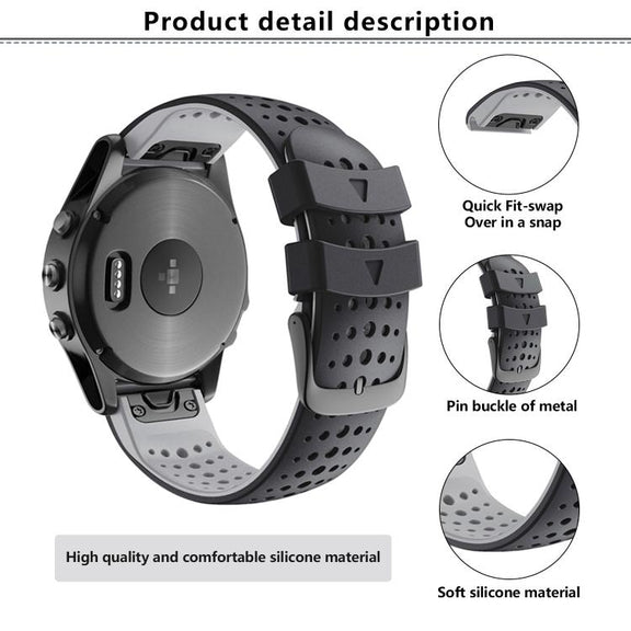 For Garmin QuickFit 26mm Kalebol Breathable Two-color Silicone Watch Band(White Black)
