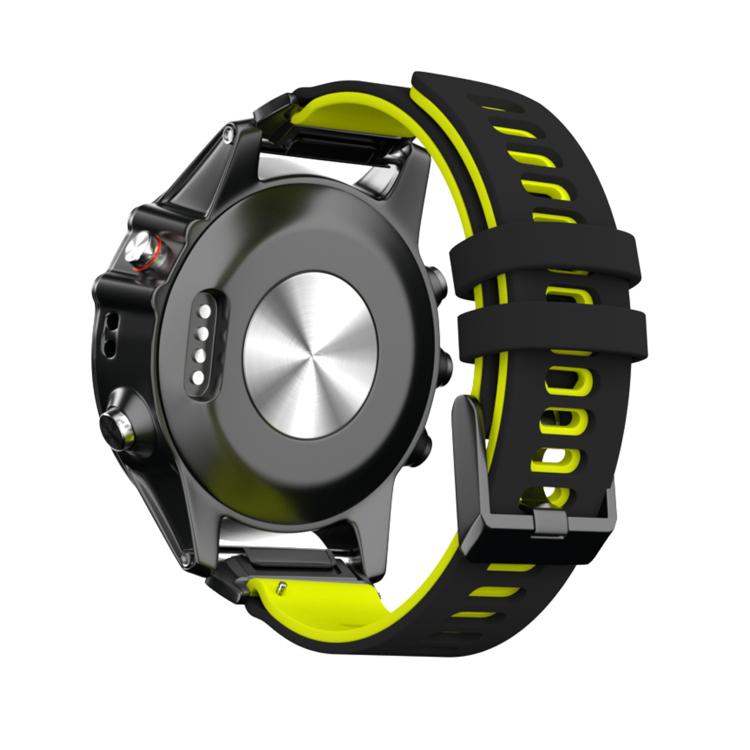 For Garmin QuickFit 22mm Kalebol Two-layer Silicone Watch Band(Black Yellow) - free shipping - PMc TechLife - Order now!