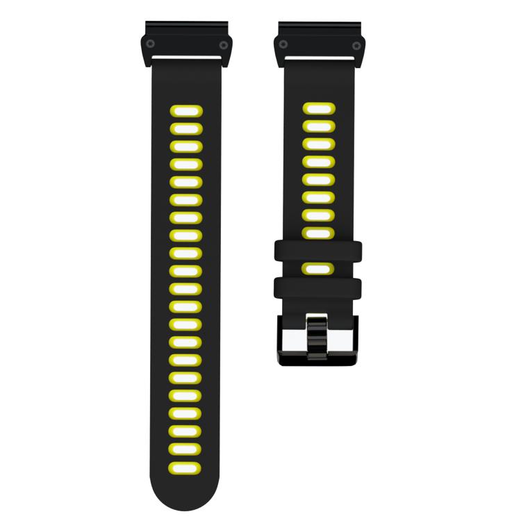 For Garmin QuickFit 22mm Kalebol Two-layer Silicone Watch Band(Black Yellow) - free shipping - PMc TechLife - Order now!