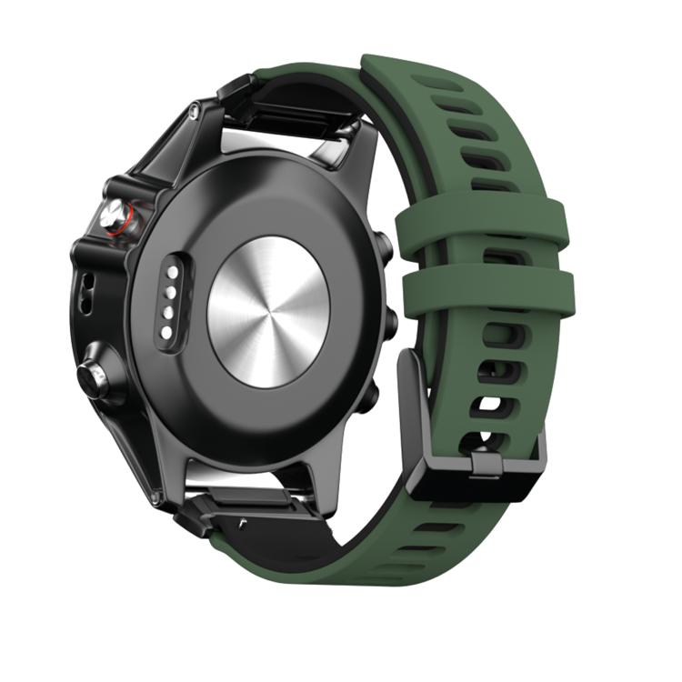 For Garmin QuickFit 22mm Kalebol Two-layer Silicone Watch Band(Army Green Black) - free shipping - PMc TechLife - Order now!