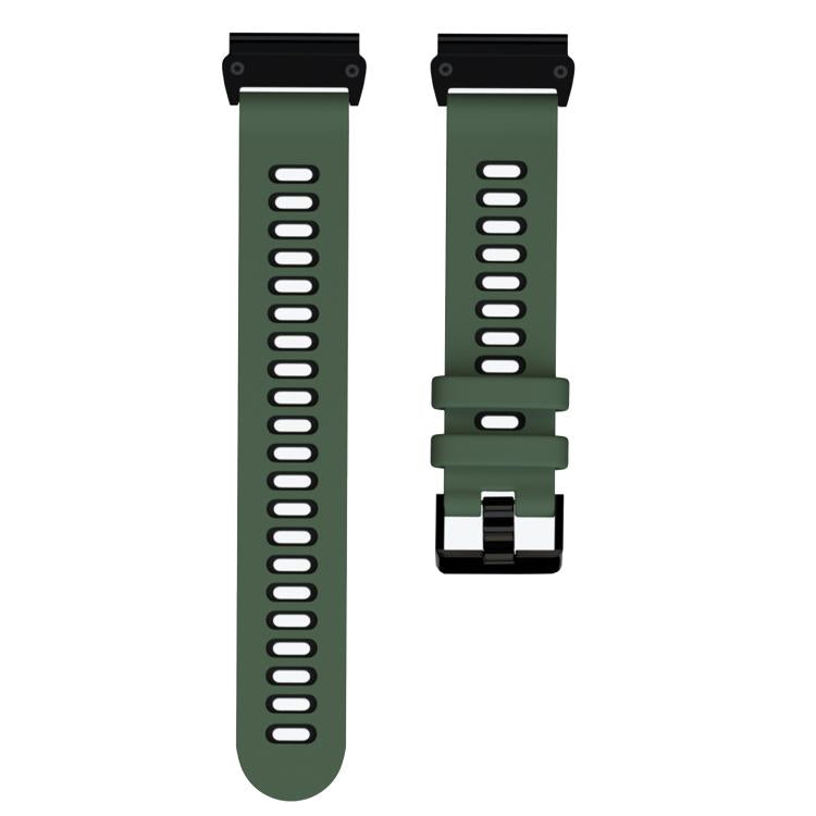 For Garmin QuickFit 22mm Kalebol Two-layer Silicone Watch Band(Army Green Black) - free shipping - PMc TechLife - Order now!