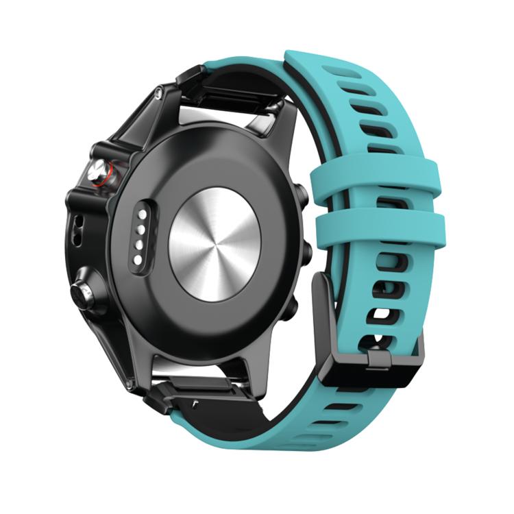 For Garmin QuickFit 26mm Kalebol Two-layer Silicone Watch Band(Teal Black) - free shipping - PMc TechLife - Order now!