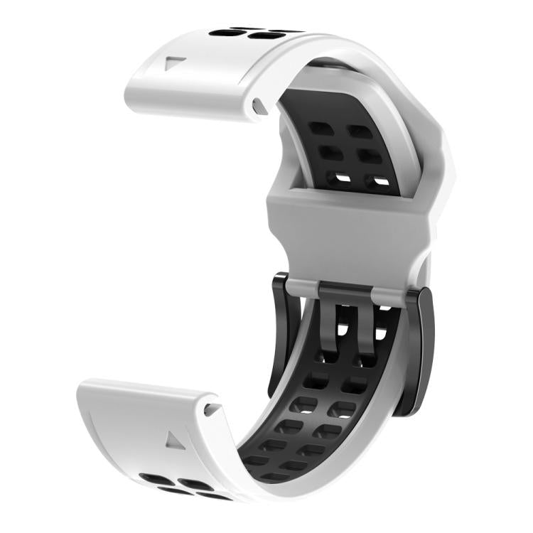 For Garmin QuickFit 22mm Kalebol Tow Row Holes Silicone Watch Band(White Black)