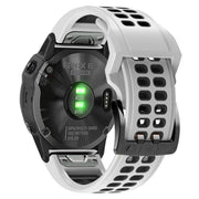 For Garmin QuickFit 22mm Kalebol Tow Row Holes Silicone Watch Band(White Black)