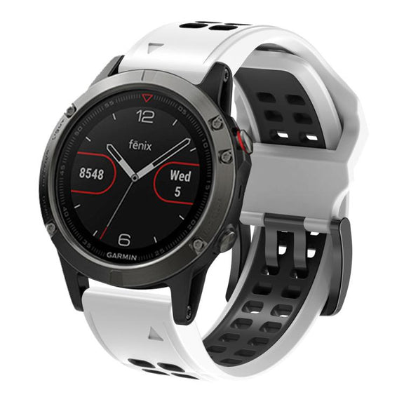 For Garmin QuickFit 22mm Kalebol Tow Row Holes Silicone Watch Band(White Black)