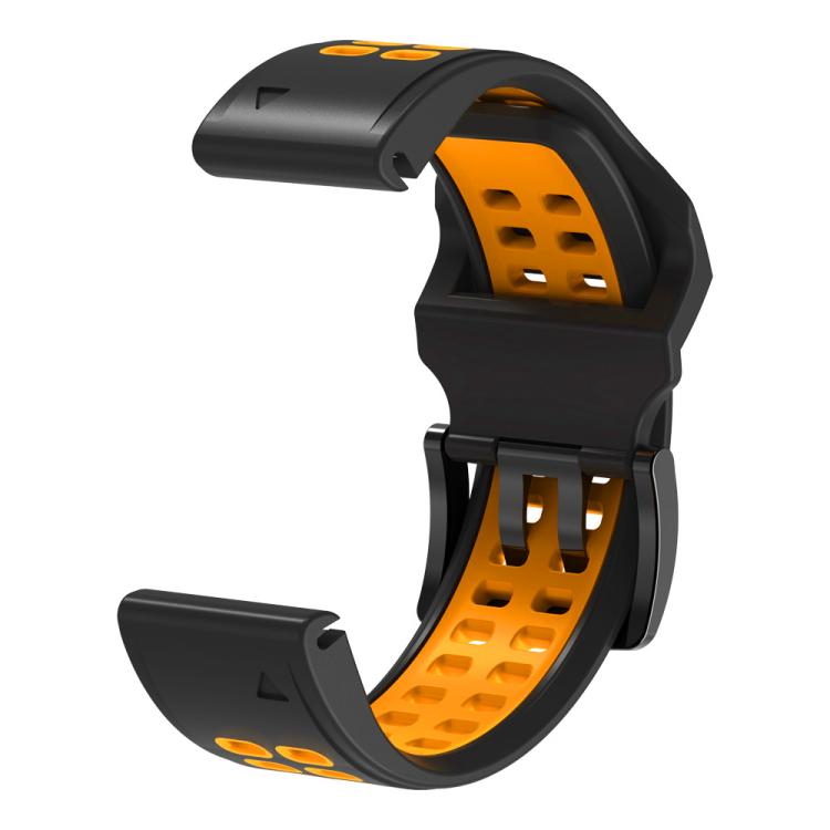 For Garmin QuickFit 22mm Kalebol Tow Row Holes Silicone Watch Band(Black Orange) - free shipping - PMc TechLife - Order now!