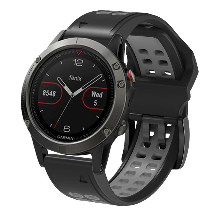 For Garmin QuickFit 22mm Kalebol Tow Row Holes Silicone Watch Band(Black Grey) - free shipping - PMc TechLife - Order now!