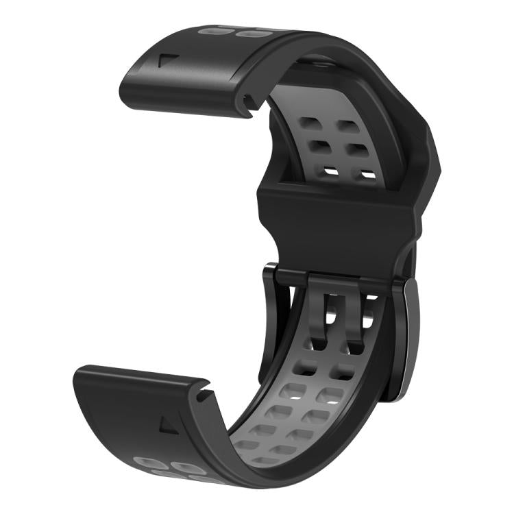 For Garmin QuickFit 22mm Kalebol Tow Row Holes Silicone Watch Band(Black Grey) - free shipping - PMc TechLife - Order now!