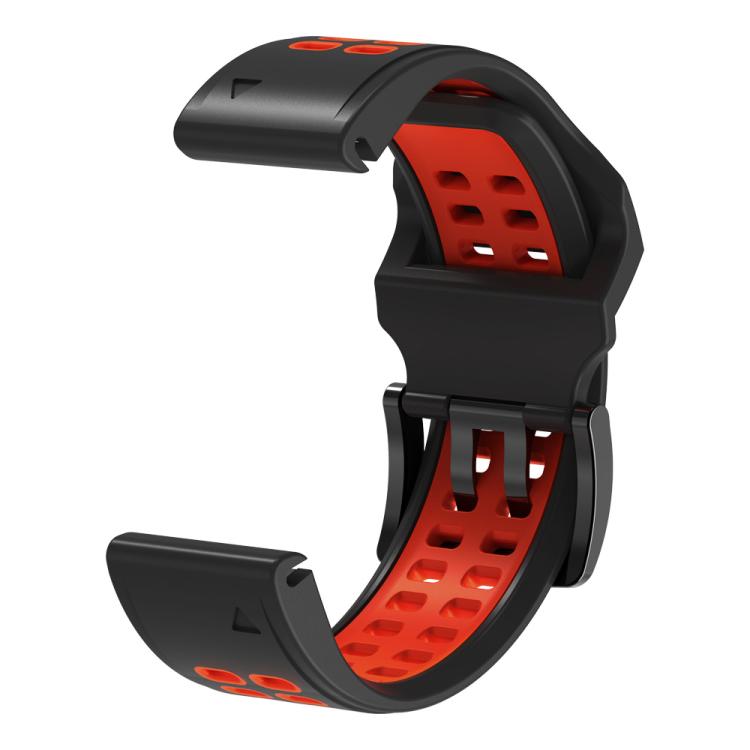 For Garmin QuickFit 26mm Kalebol Tow Row Holes Silicone Watch Band(Black Red) - free shipping - PMc TechLife - Order now!