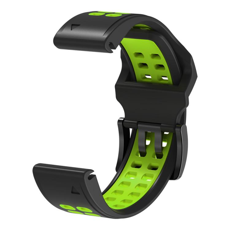 For Garmin QuickFit 26mm Kalebol Tow Row Holes Silicone Watch Band(Black Green) - free shipping - PMc TechLife - Order now!