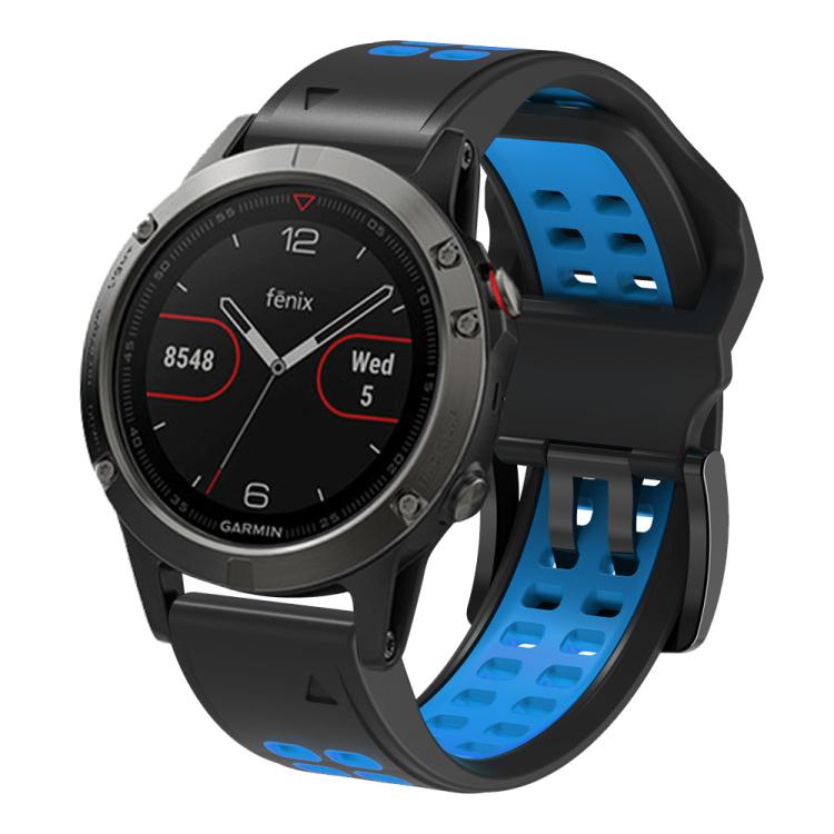 For Garmin QuickFit 26mm Kalebol Tow Row Holes Silicone Watch Band(Black Blue) - free shipping - PMc TechLife - Order now!