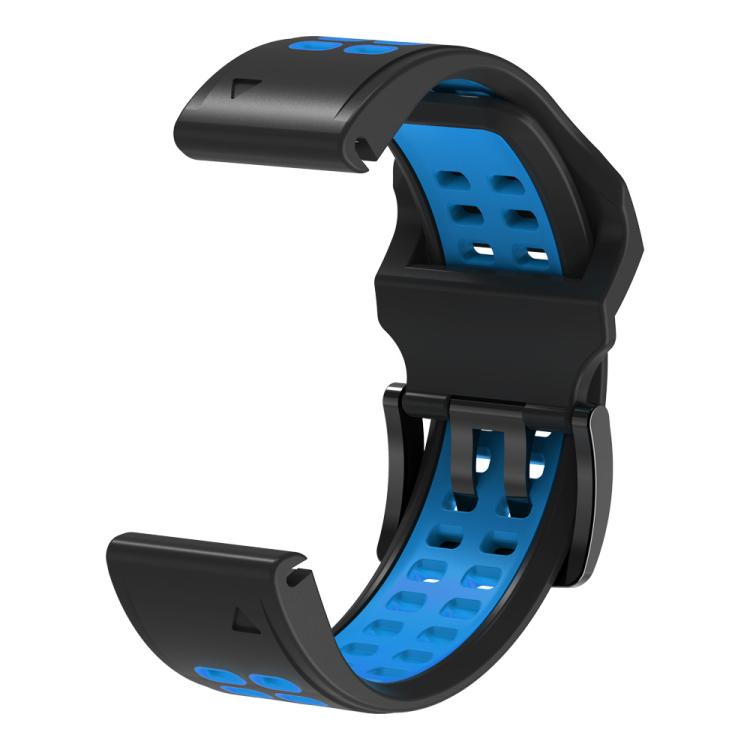 For Garmin QuickFit 26mm Kalebol Tow Row Holes Silicone Watch Band(Black Blue) - free shipping - PMc TechLife - Order now!