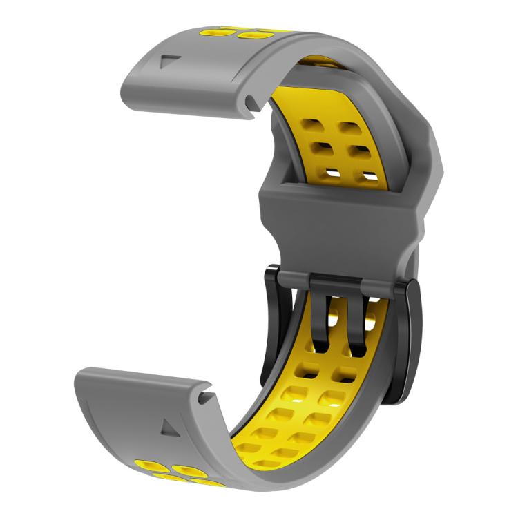 For Garmin QuickFit 26mm Kalebol Tow Row Holes Silicone Watch Band(Grey Yellow) - free shipping - PMc TechLife - Order now!