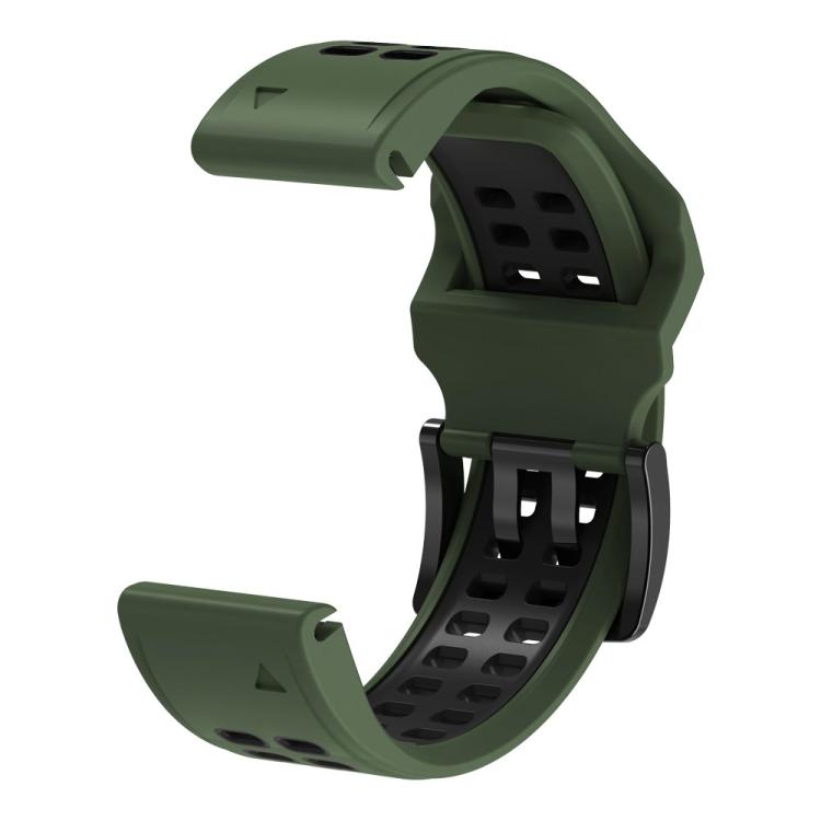 For Garmin QuickFit 26mm Kalebol Tow Row Holes Silicone Watch Band(Green Black) - free shipping - PMc TechLife - Order now!