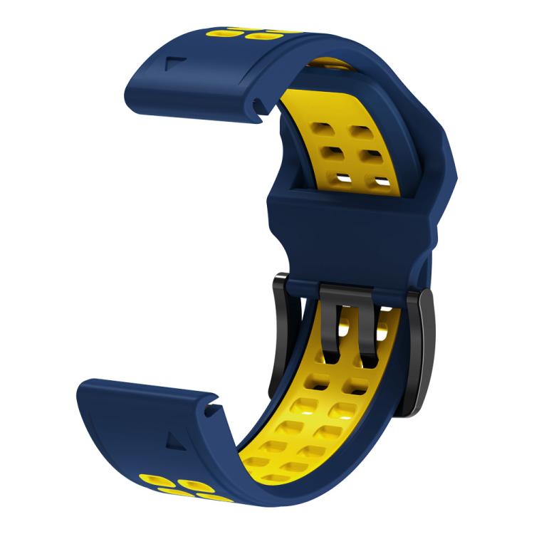 For Garmin QuickFit 26mm Kalebol Tow Row Holes Silicone Watch Band(Blue Yellow) - free shipping - PMc TechLife - Order now!