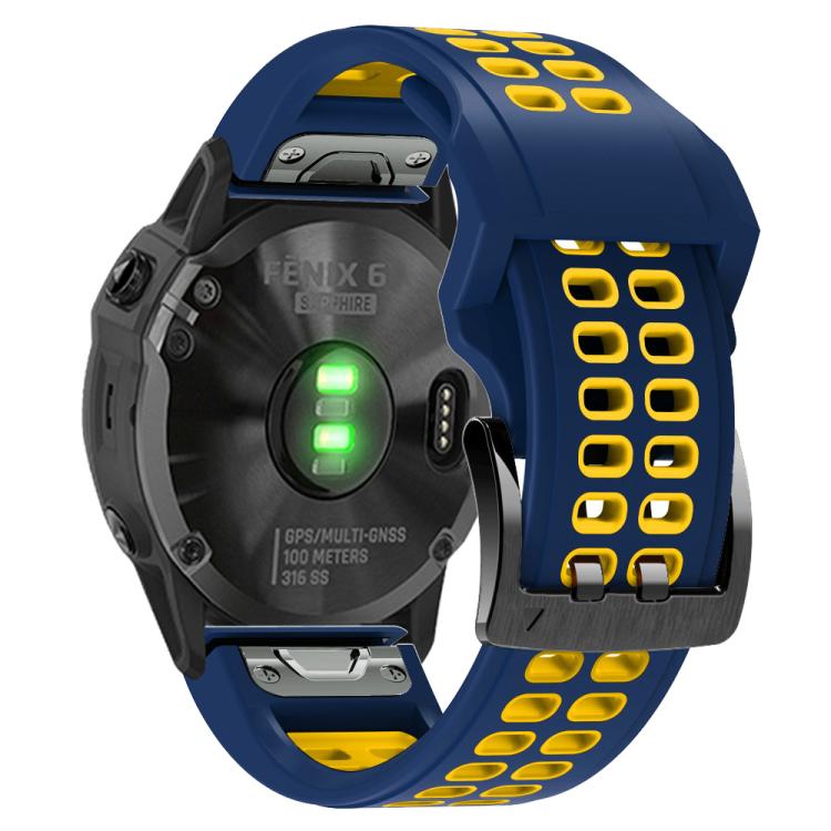 For Garmin QuickFit 26mm Kalebol Tow Row Holes Silicone Watch Band(Blue Yellow) - free shipping - PMc TechLife - Order now!