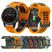 For Garmin QuickFit 22mm Kalebol Tow Row Holes Silicone Watch Band(White Black)