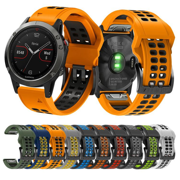 For Garmin QuickFit 22mm Kalebol Tow Row Holes Silicone Watch Band(White Black)