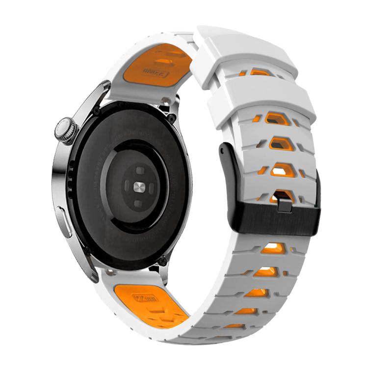 Kalebol 20mm Universal Three Row Holes Silicone Watch Band(White Orange) - 20mm Bands by Kalebol | Online Shopping South Africa | PMc TechLife | Buy Now Pay Later Mobicred