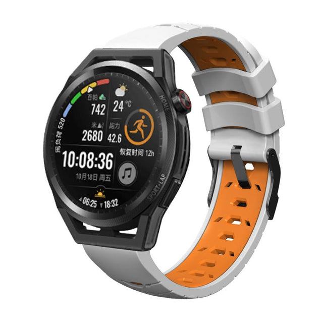 Kalebol 20mm Universal Three Row Holes Silicone Watch Band(White Orange) - 20mm Bands by Kalebol | Online Shopping South Africa | PMc TechLife | Buy Now Pay Later Mobicred