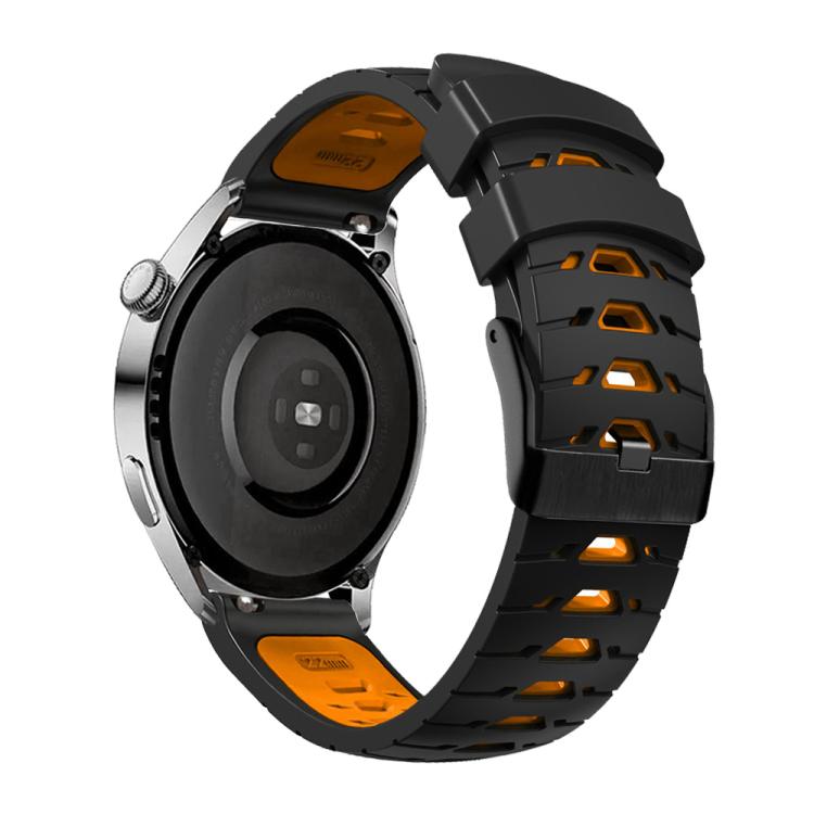Kalebol 20mm Universal Three Row Holes Silicone Watch Band(Black Orange)