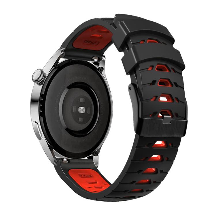 Kalebol 20mm Universal Three Row Holes Silicone Watch Band(Black Red)