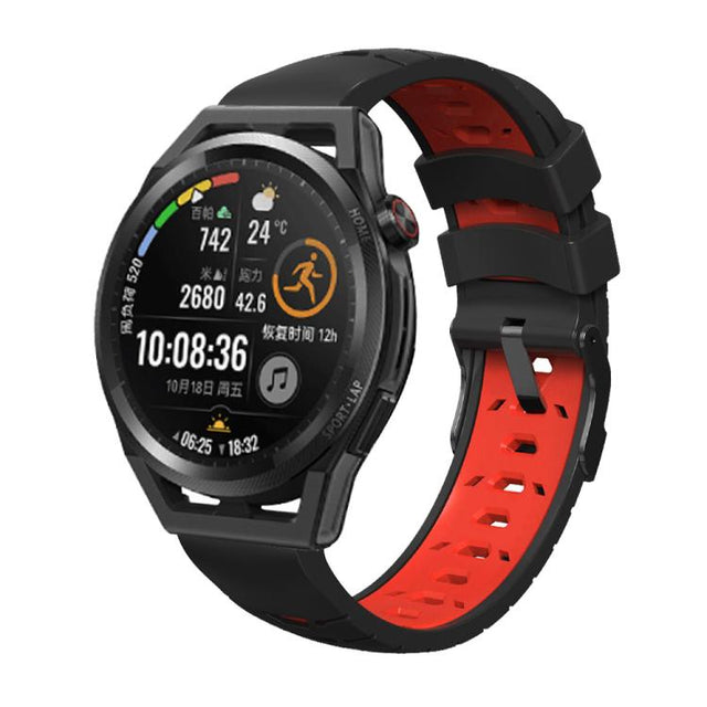 Kalebol 20mm Universal Three Row Holes Silicone Watch Band(Black Red) - free shipping - PMc TechLife - Order now!