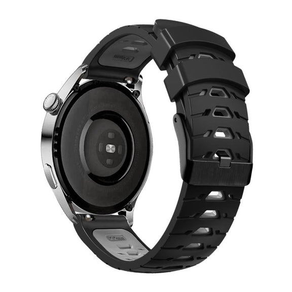 Kalebol 20mm Universal Three Row Holes Silicone Watch Band(Black Grey)
