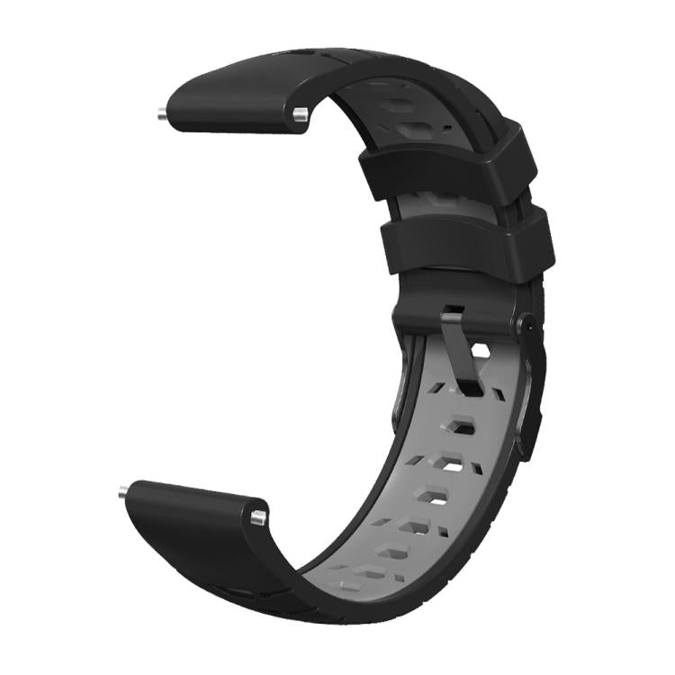 Kalebol 20mm Universal Three Row Holes Silicone Watch Band(Black Grey)