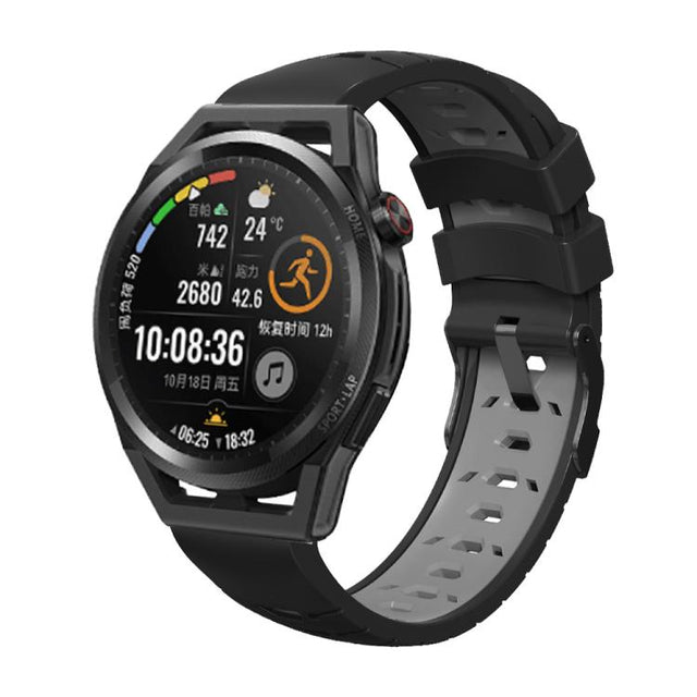 Kalebol 20mm Universal Three Row Holes Silicone Watch Band(Black Grey) - free shipping - PMc TechLife - Order now!