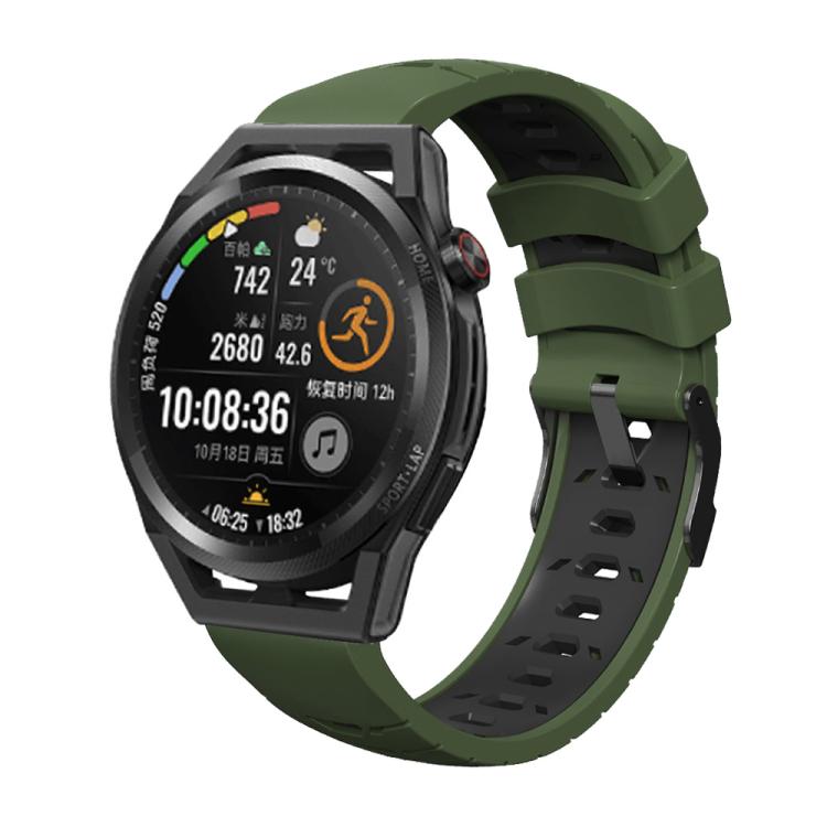 Kalebol 20mm Universal Three Row Holes Silicone Watch Band(Green Black) - 20mm Bands by Kalebol | Online Shopping South Africa | PMc TechLife | Buy Now Pay Later Mobicred