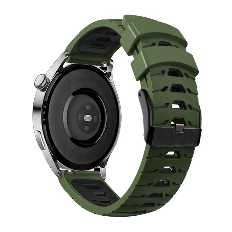 Kalebol 20mm Universal Three Row Holes Silicone Watch Band(Green Black)