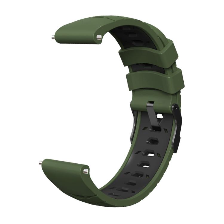Kalebol 20mm Universal Three Row Holes Silicone Watch Band(Green Black)
