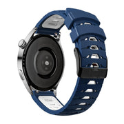 Kalebol 20mm Universal Three Row Holes Silicone Watch Band(Blue White)