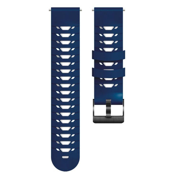 Kalebol 20mm Universal Three Row Holes Silicone Watch Band(Blue White)