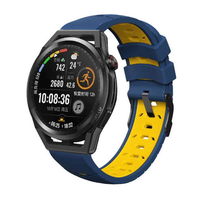 Kalebol 20mm Universal Three Row Holes Silicone Watch Band(Blue Yellow) - 20mm Bands by Kalebol | Online Shopping South Africa | PMc TechLife | Buy Now Pay Later Mobicred
