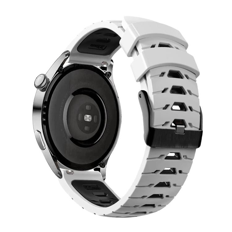 Kalebol 22mm Universal Three Row Holes Silicone Watch Band(White Black)