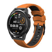 Kalebol 22mm Universal Three Row Holes Silicone Watch Band(Orange Black)
